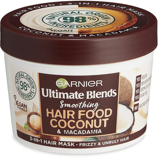 GARNIER Ultra Doux Smoothing Coconut 3-in-1 Hair Food for Frizzy Hair, 390 ml