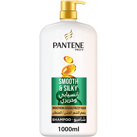 PANTENE Pro-V Smooth & Silky Shampoo for Rough/Frizzy Hair, 1000 ml