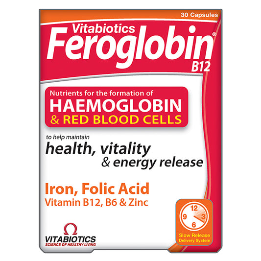 فيروجلوبين ب 12 كبسولات حديد 30 كبسولة , من فيتابيوتيكس