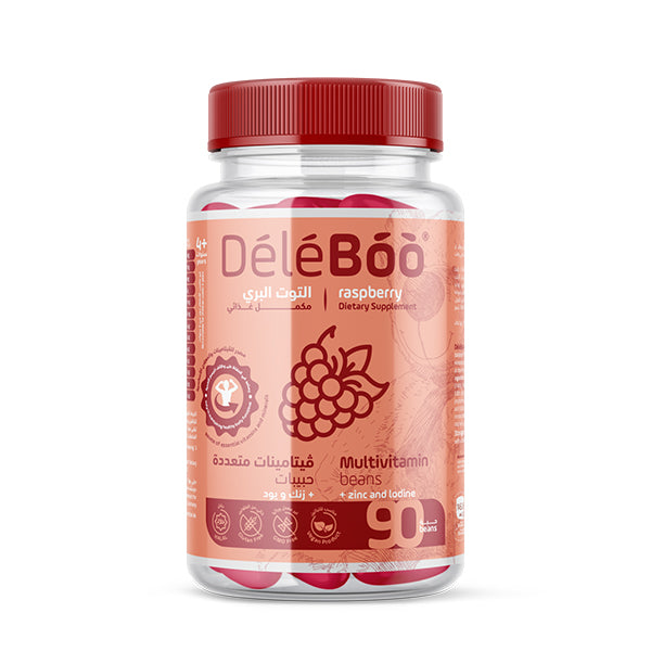 Deleboo Raspberry Multivitamin, Zinc And Iodine 90 Beans