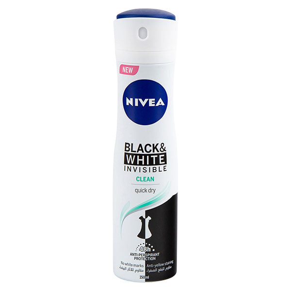 Nivea Women Invisible Clean Spray Deodorant 150Ml