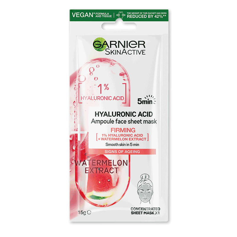 GARNIER Face Mask 1% Hyaluronic Acid Ampoule Watermelon Extract